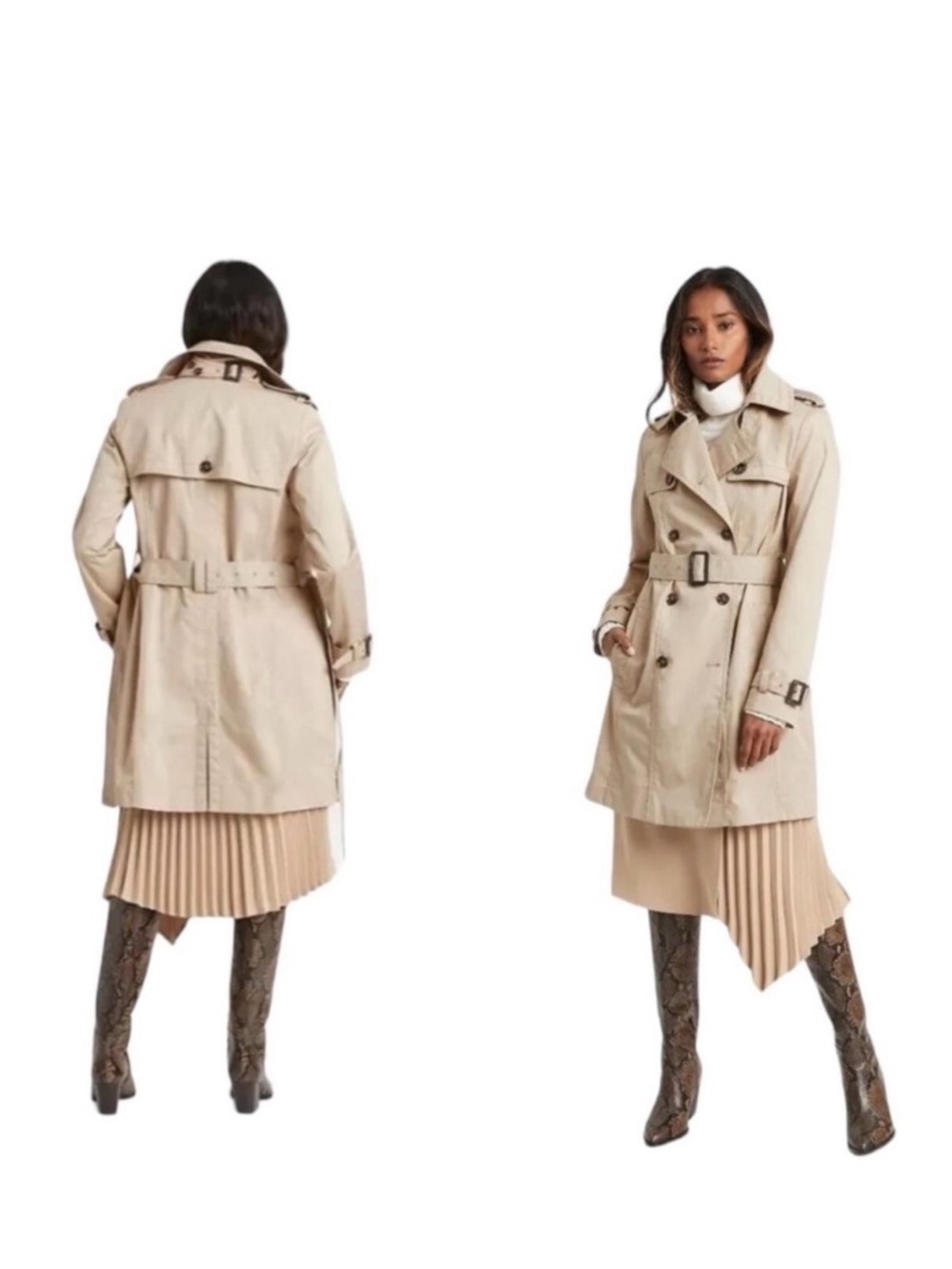 Banana Republic Light Beige Double-Breasted Trench Coat